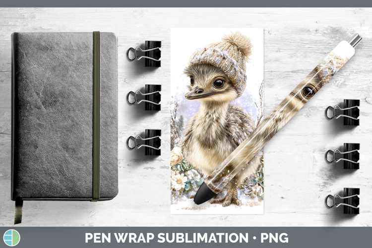 Emu Farm Winter Knit Hat Pen Wrap Sublimation Design