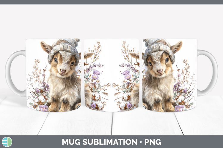 Goat Farm Winter Knit Hat Mug Wrap Sublimation Design