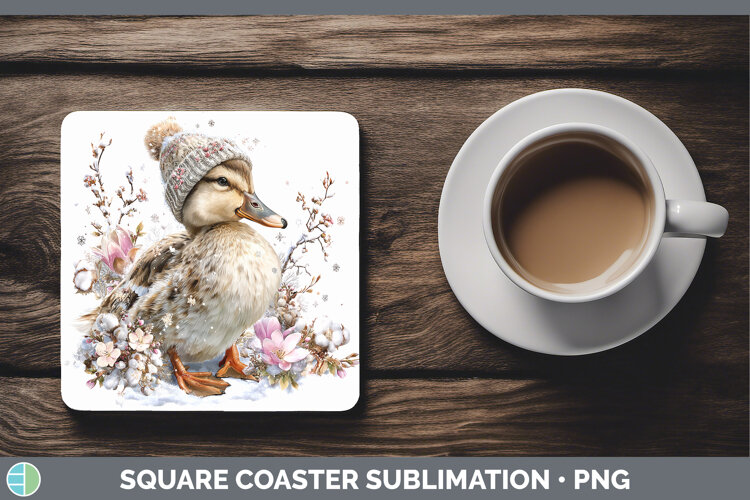 GorgeousFarm Winter Knit Hat Square Coaster design.