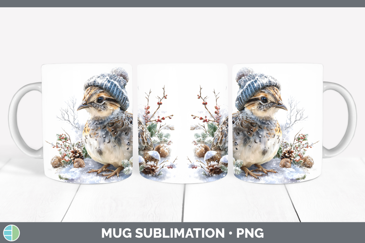 Guinea Hen Farm Winter Knit Hat Mug Wrap Sublimation Design