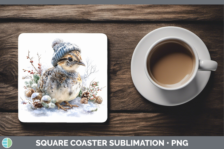 Guinea Hen Farm Winter Knit Hat Square Coaster Sublimation D