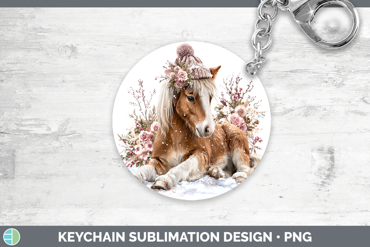Horse Farm Winter Knit Hat Keychain Sublimation Design