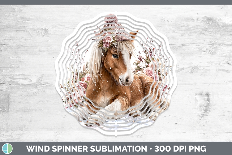 Horse Farm Winter Knit Hat Wind Spinner Sublimation Design