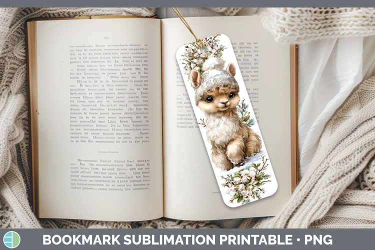 LLama Farm Winter Knit Hat Bookmark Sublimation Design