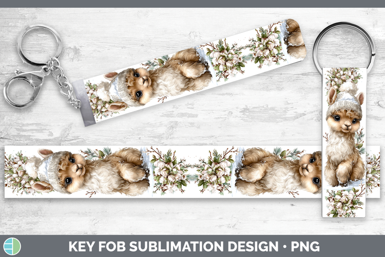 LLama Farm Winter Knit Hat Key Fob Sublimation Design