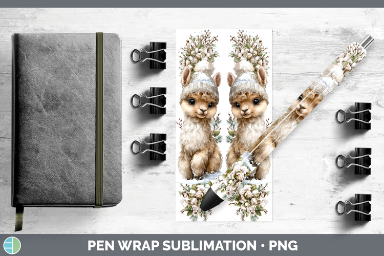 LLama Farm Winter Knit Hat Pen Wrap Sublimation Design