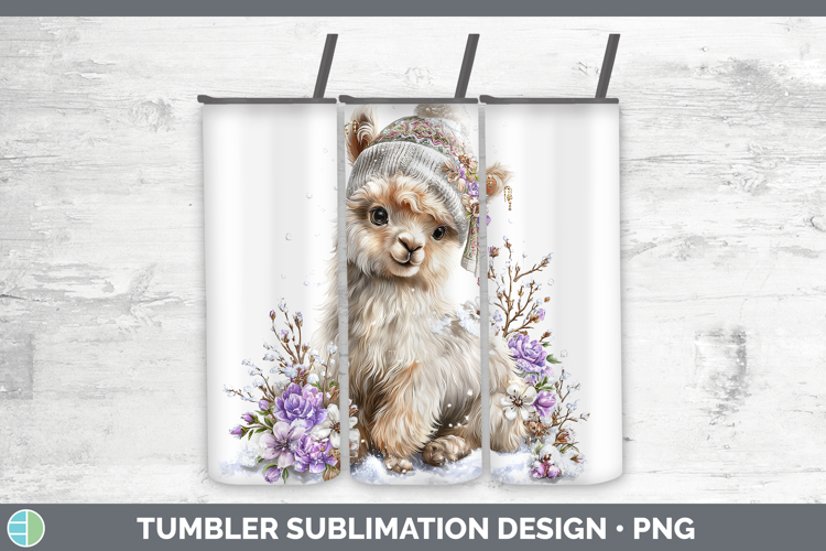 LLama Farm Winter Knit Hat Tumbler Sublimation Design