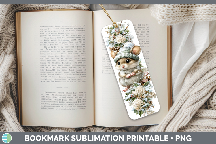 Mouse Farm Winter Knit Hat Bookmark Sublimation Design