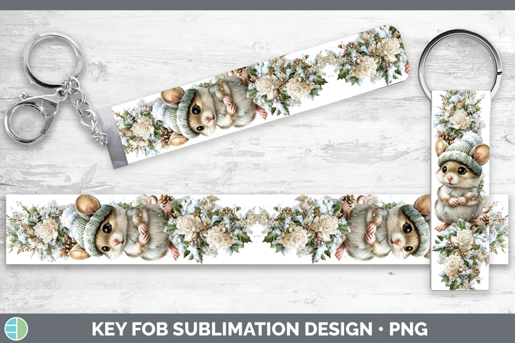Mouse Farm Winter Knit Hat Key Fob Sublimation Design