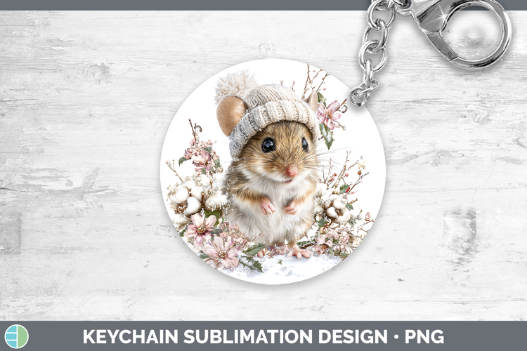 Mouse Farm Winter Knit Hat Keychain Sublimation Design