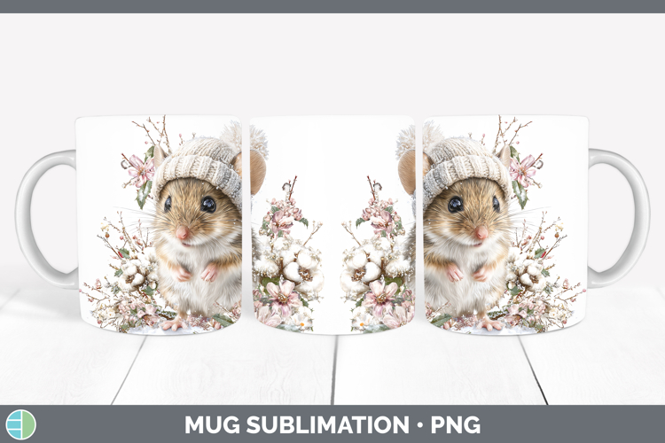 Mouse Farm Winter Knit Hat Mug Wrap Sublimation Design