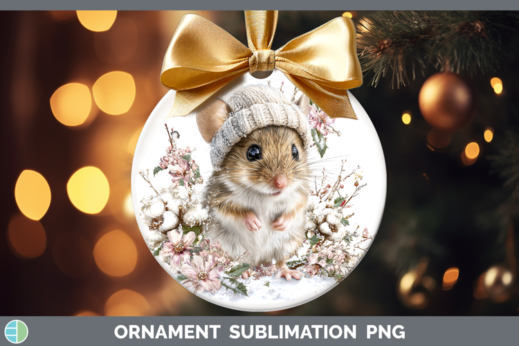 Mouse Farm Winter Knit Hat Ornament Sublimation Design
