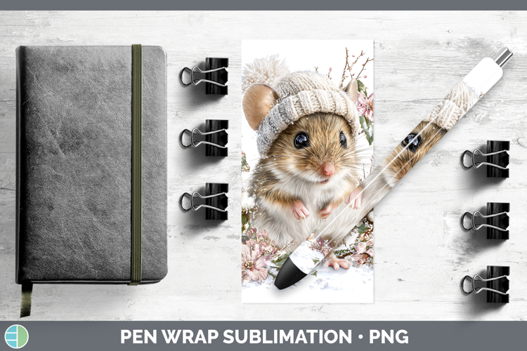 Mouse Farm Winter Knit Hat Pen Wrap Sublimation Design