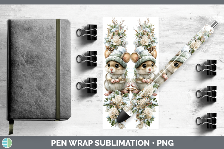 Mouse Farm Winter Knit Hat Pen Wrap Sublimation Design