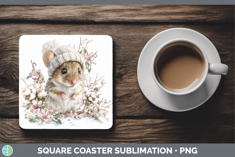 GorgeousFarm Winter Knit Hat Square Coaster design.