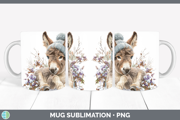 Mule Farm Winter Knit Hat Mug Wrap Sublimation Design