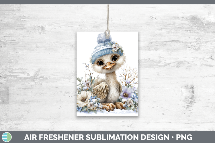 Ostrich Farm Winter Knit Hat Air Freshener Sublimation Desig