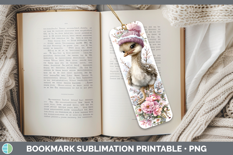 Ostrich Farm Winter Knit Hat Bookmark Sublimation Design