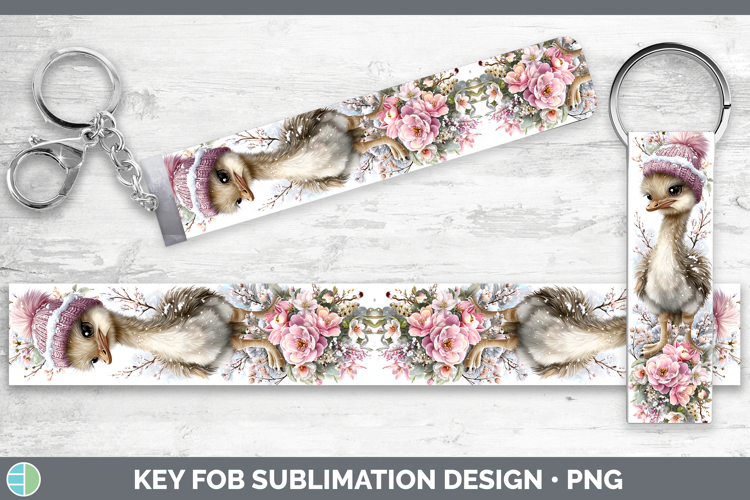 Ostrich Farm Winter Knit Hat Key Fob Sublimation Design