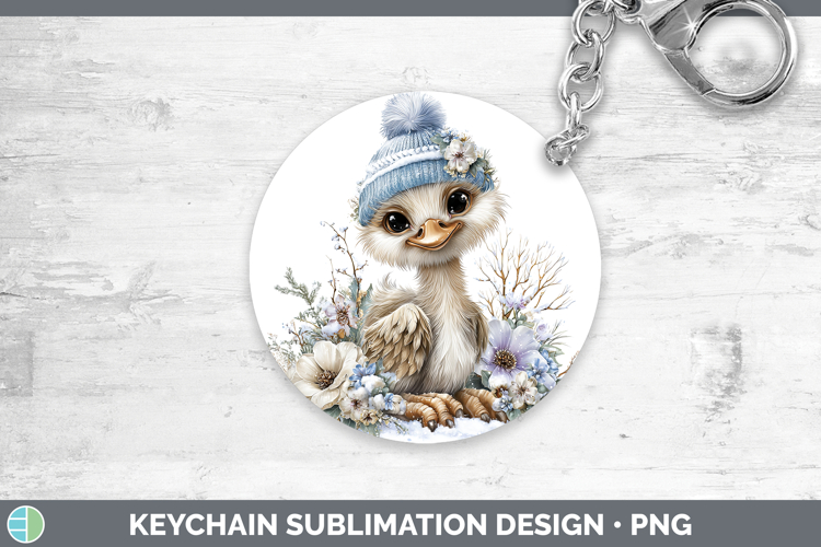 Ostrich Farm Winter Knit Hat Keychain Sublimation Design