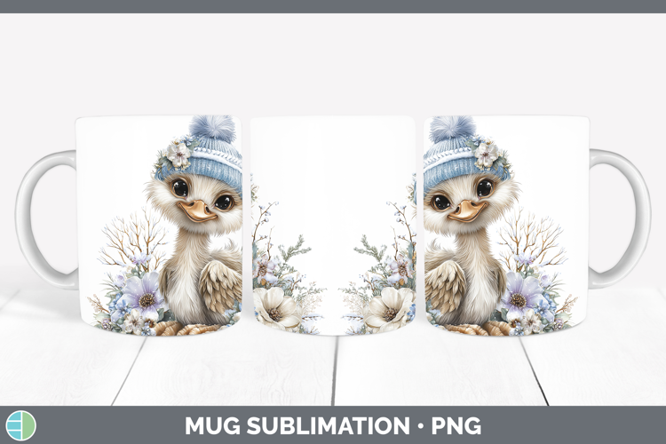 Ostrich Farm Winter Knit Hat Mug Wrap Sublimation Design