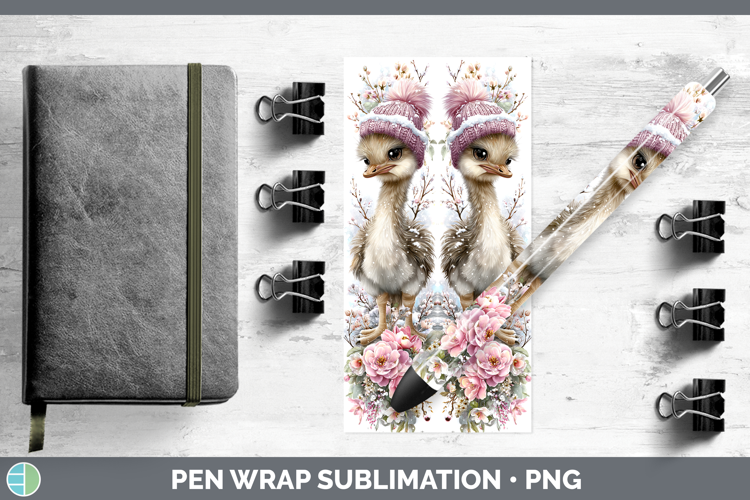 Ostrich Farm Winter Knit Hat Pen Wrap Sublimation Design