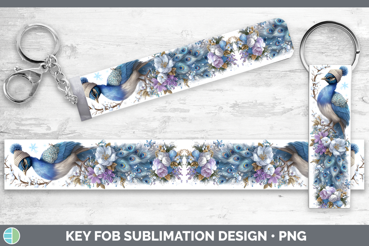 Peacock Farm Winter Knit Hat Key Fob Sublimation Design