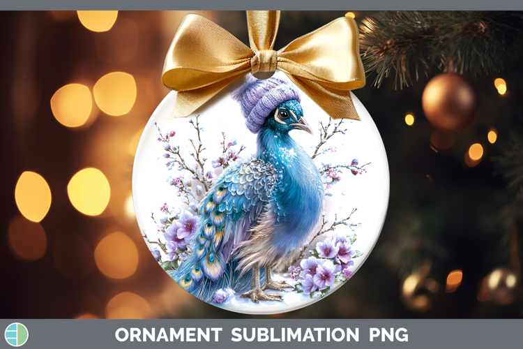 Peacock Farm Winter Knit Hat Ornament Sublimation Design