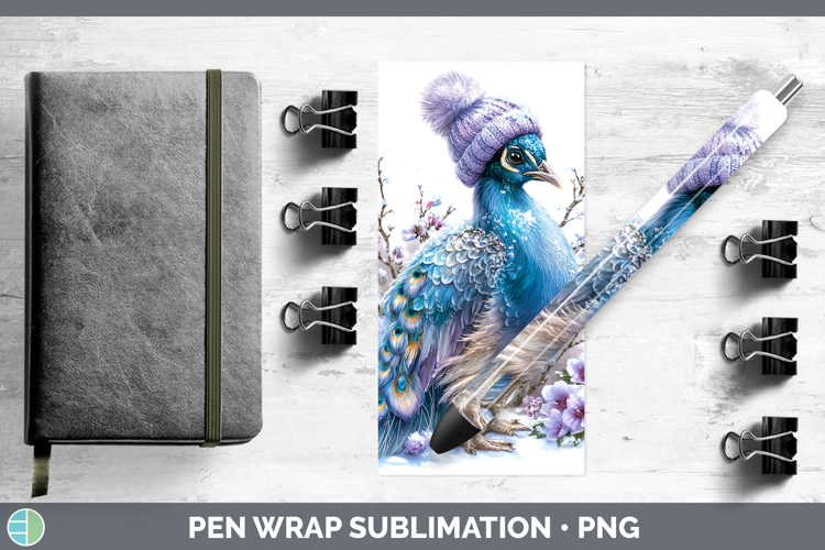 Peacock Farm Winter Knit Hat Pen Wrap Sublimation Design