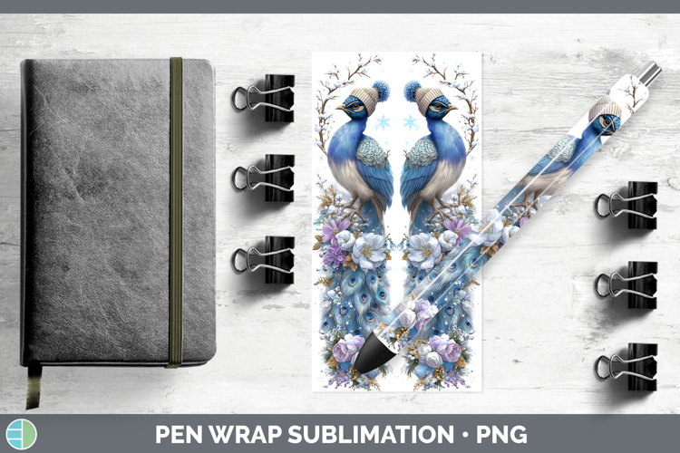 Peacock Farm Winter Knit Hat Pen Wrap Sublimation Design