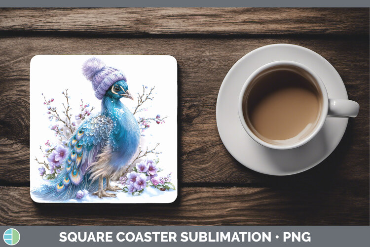 GorgeousFarm Winter Knit Hat Square Coaster design.