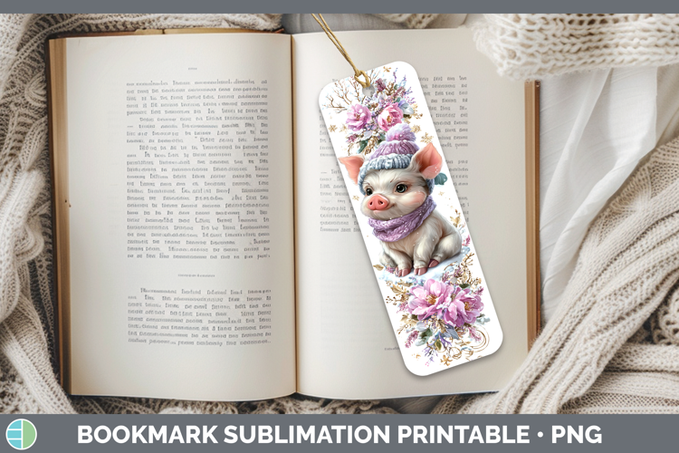 Pig Farm Winter Knit Hat Bookmark Sublimation Design