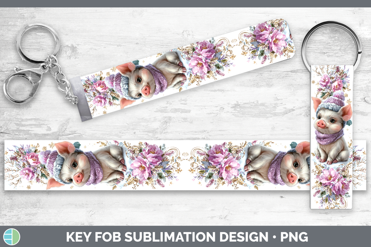 Pig Farm Winter Knit Hat Key Fob Sublimation Design