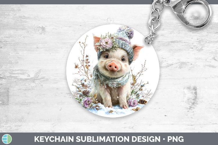 Pig Farm Winter Knit Hat Keychain Sublimation Design