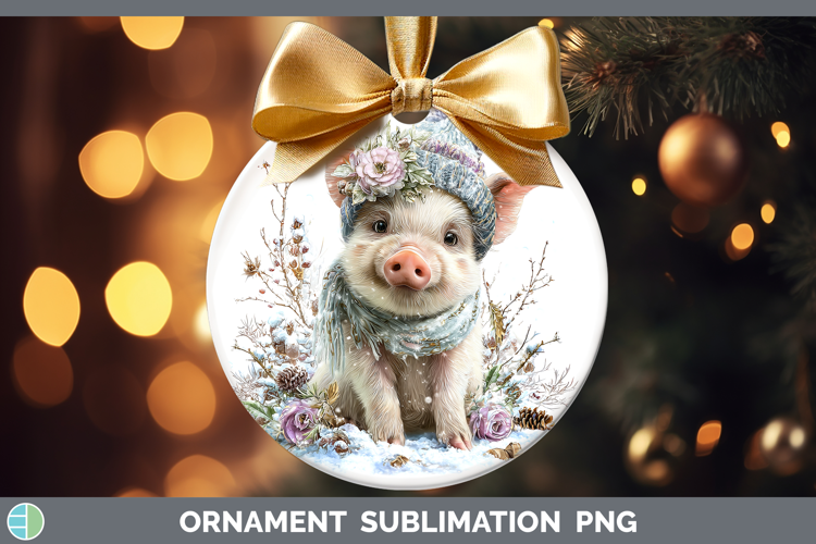 Pig Farm Winter Knit Hat Ornament Sublimation Design