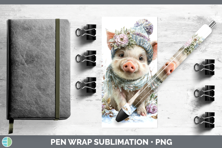 Pig Farm Winter Knit Hat Pen Wrap Sublimation Design