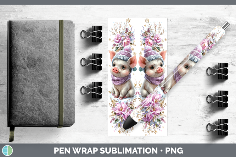 Pig Farm Winter Knit Hat Pen Wrap Sublimation Design