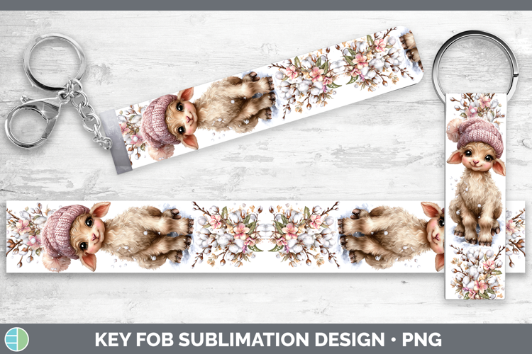Sheep Farm Winter Knit Hat Key Fob Sublimation Design