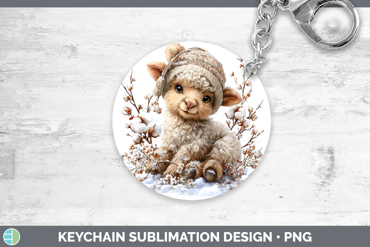 Sheep Farm Winter Knit Hat Keychain Sublimation Design