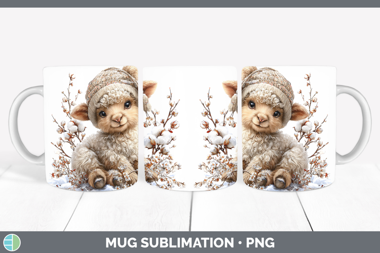 Sheep Farm Winter Knit Hat Mug Wrap Sublimation Design