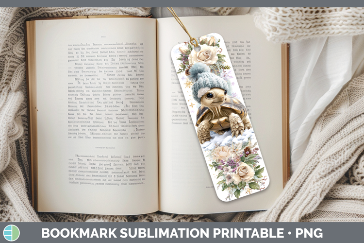 Tortoise Farm Winter Knit Hat Bookmark Sublimation Design