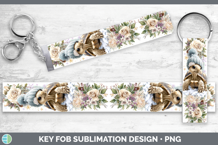 Tortoise Farm Winter Knit Hat Key Fob Sublimation Design