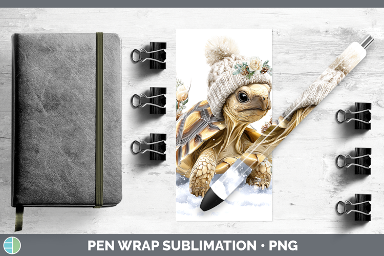 Tortoise Farm Winter Knit Hat Pen Wrap Sublimation Design
