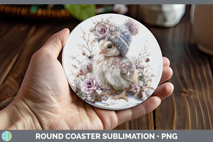 Turkey Farm Winter Knit Hat Round Coaster Sublimation Design