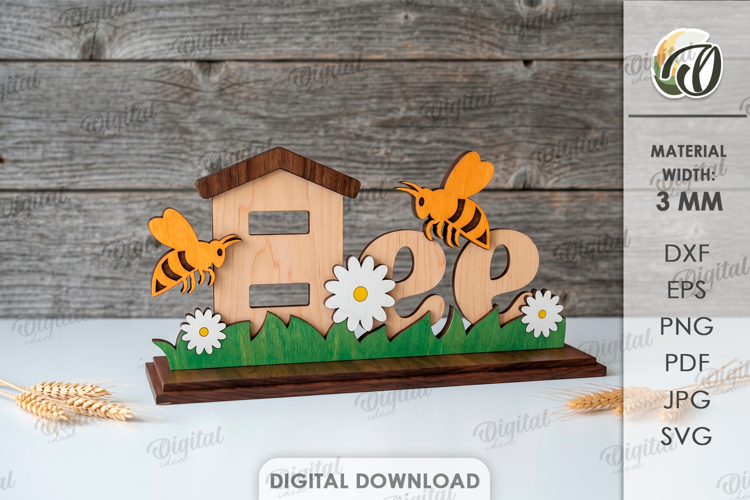 3D Farm Word Stand Laser Cut. Stand Decor. Bee SVG