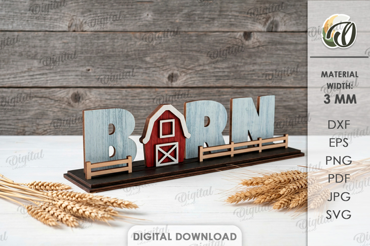 3D Farm Word Stand Laser Cut. Stand Decor. Barn SVG