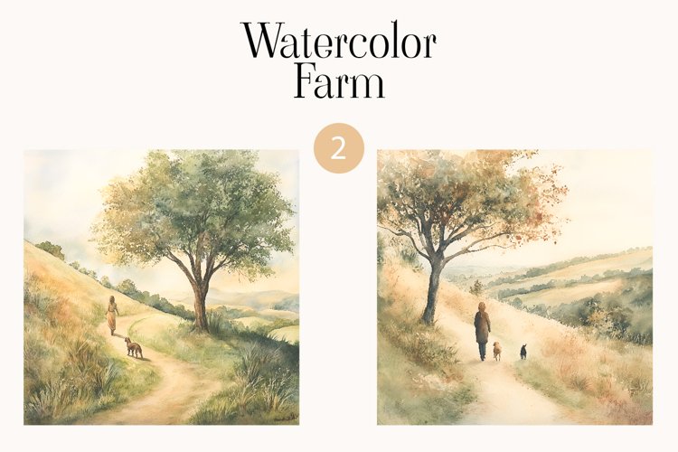 Farmers Scenery ClipArt - Watercolor Market - Harvest