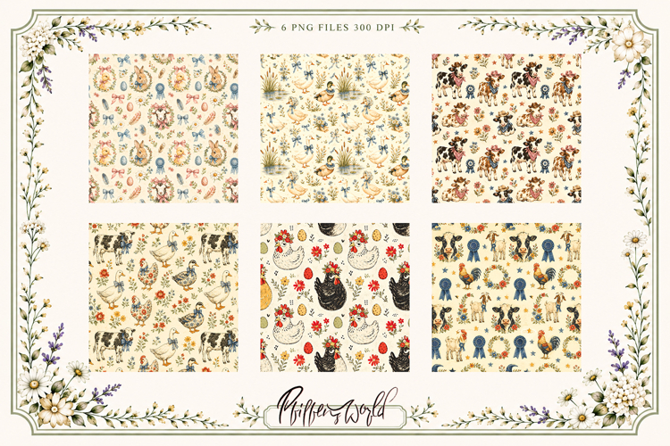 Farmhouse Animal Patterns | Rustic Animal Digital Paper