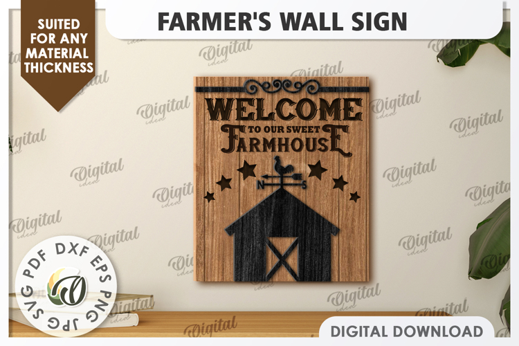 Farmer's Wall Decor Laser Cut. Home Sign. Home Decor example image 1