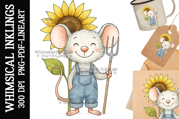 Farmer Mouse Sublimation Clipart